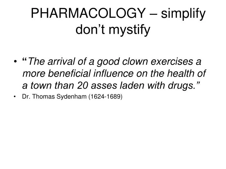 pharmacology simplify don t mystify