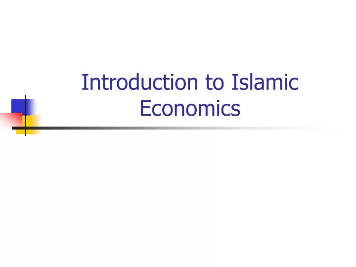 introduction to islamic economics