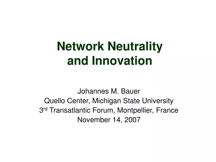 network neutrality and innovation