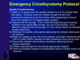 Emergency Cricothyrotomy Protocol