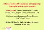 Internet-Induced Constraints on Freedoms: The Implications for Innovation Agenda