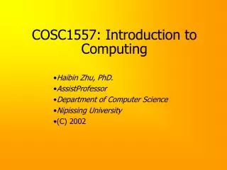 COSC1557: Introduction to Computing