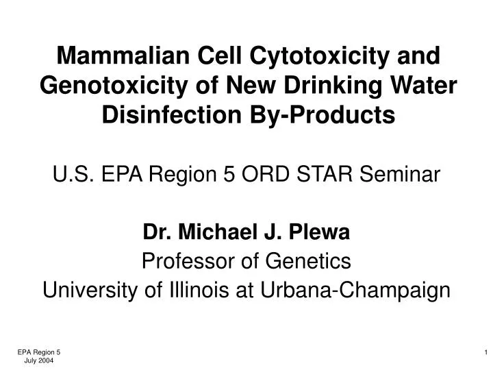 mammalian cell cytotoxicity and genotoxicity of new drinking water disinfection by products