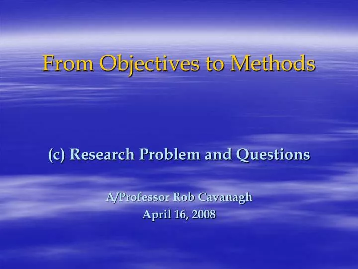 from objectives to methods