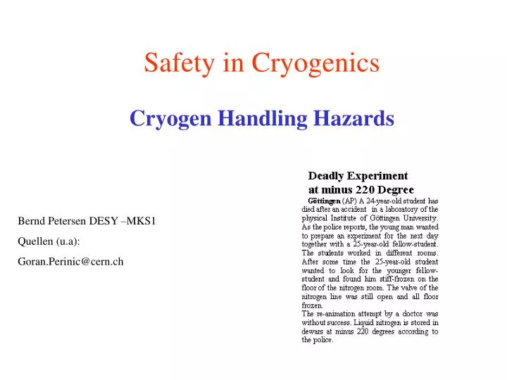 safety in cryogenics