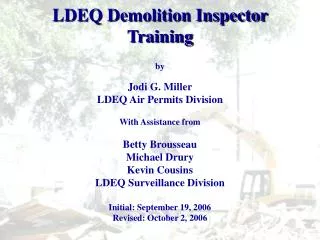 LDEQ Demolition Inspector Training