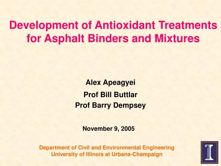 development of antioxidant treatments for asphalt binders and mixtures