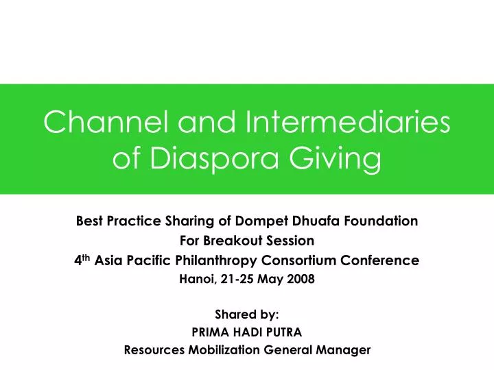 channel and intermediaries of diaspora giving