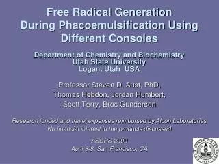 Free Radical Generation During Phacoemulsification Using Different Consoles