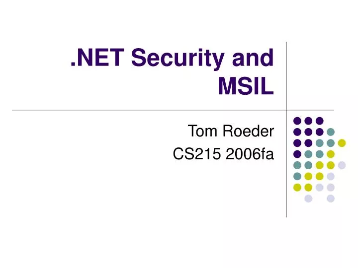 net security and msil