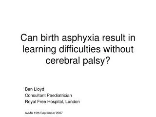 Can birth asphyxia result in learning difficulties without cerebral palsy?