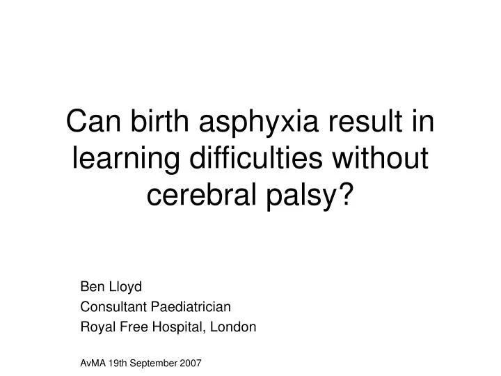 can birth asphyxia result in learning difficulties without cerebral palsy