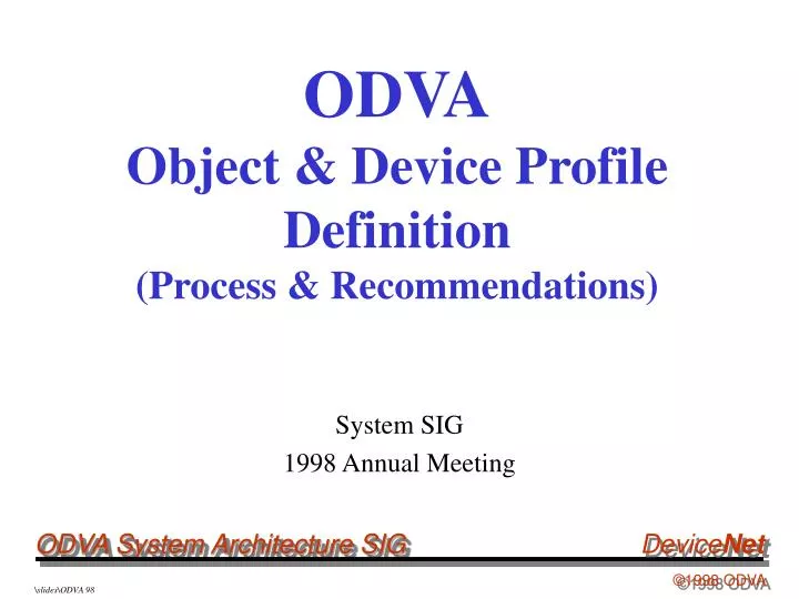 odva object device profile definition process recommendations
