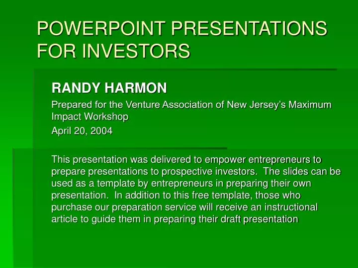 powerpoint presentations for investors