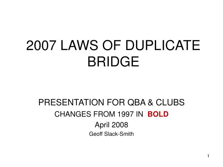 2007 laws of duplicate bridge