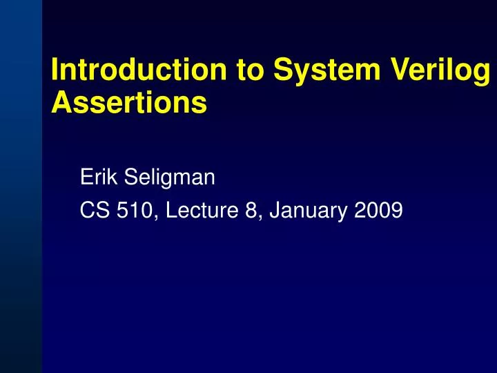 introduction to system verilog assertions