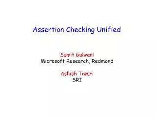 Assertion Checking Unified