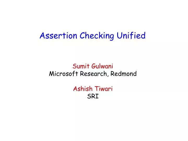 assertion checking unified