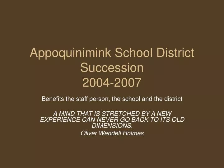 appoquinimink school district succession 2004 2007