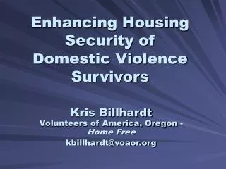 Enhancing Housing Security of Domestic Violence Survivors