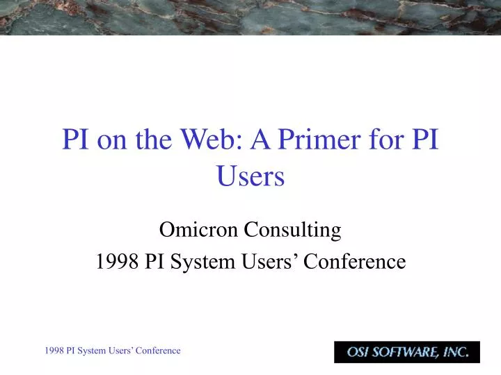 pi on the web a primer for pi users