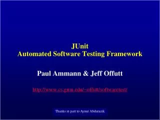 JUnit Automated Software Testing Framework