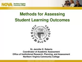 Methods for Assessing Student Learning Outcomes