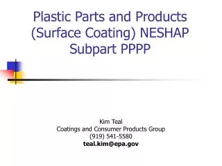 Plastic Parts and Products (Surface Coating) NESHAP Subpart PPPP