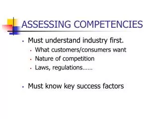 ASSESSING COMPETENCIES