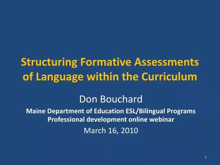 structuring formative assessments of language within the curriculum