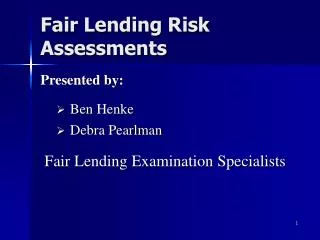 Fair Lending Risk Assessments