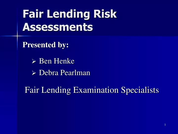 fair lending risk assessments