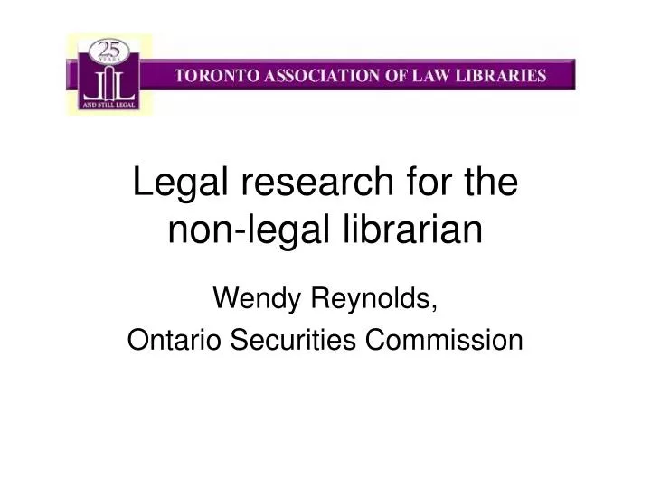 legal research for the non legal librarian