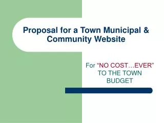 Proposal for a Town Municipal &amp; Community Website