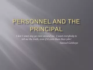 Personnel and the Principal