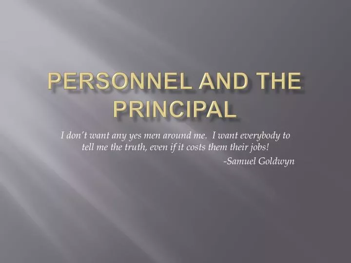 personnel and the principal