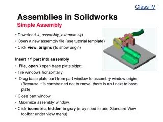 Assemblies in Solidworks Simple Assembly