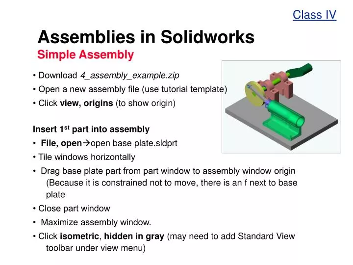 assemblies in solidworks simple assembly