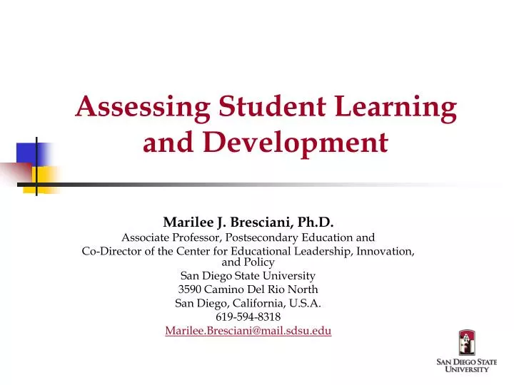 assessing student learning and development