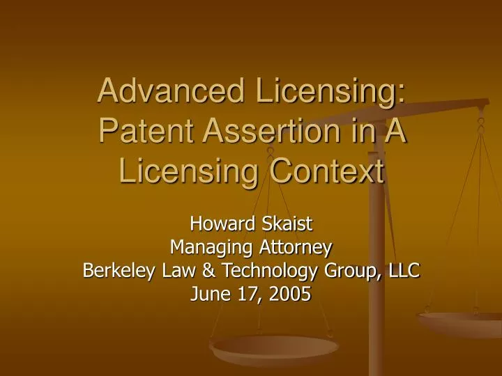 advanced licensing patent assertion in a licensing context