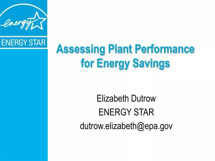 assessing plant performance for energy savings