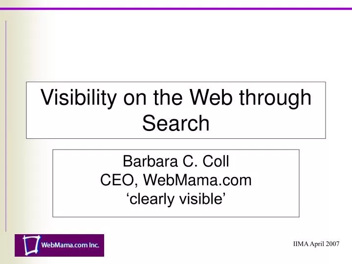 visibility on the web through search