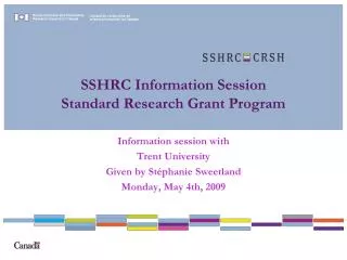 SSHRC Information Session Standard Research Grant Program