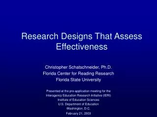 Research Designs That Assess Effectiveness