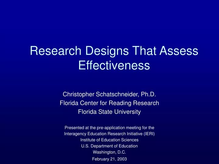 research designs that assess effectiveness