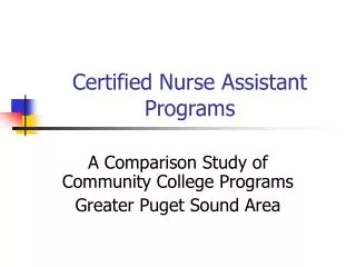 Certified Nurse Assistant Programs