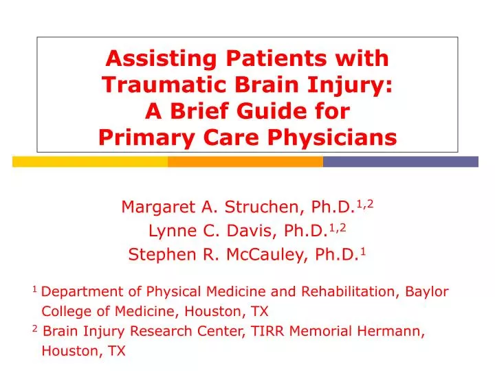 assisting patients with traumatic brain injury a brief guide for primary care physicians