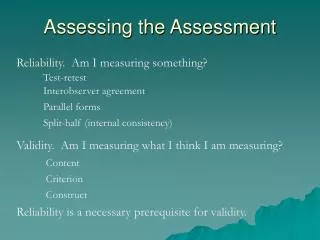 Assessing the Assessment