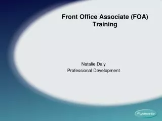 Front Office Associate (FOA) Training