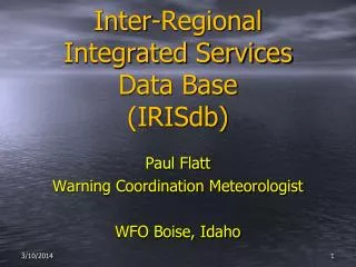 Inter-Regional Integrated Services Data Base (IRISdb)